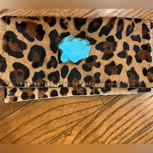 Hair-on-Hyde Leather Wallet w/Turquoise Slab